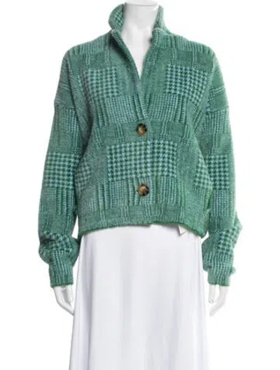 Pre-owned Essentiel Antwerp Nylon Plaid Print Jacket In Green