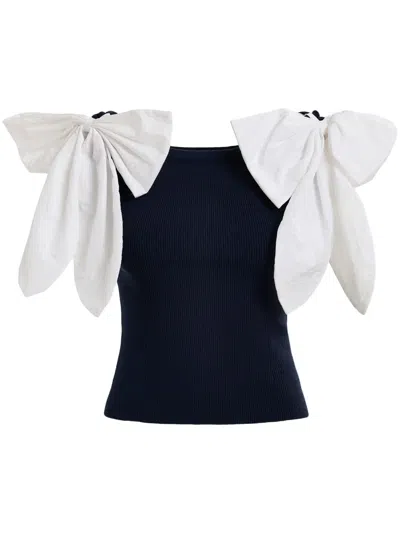 Essentiel Antwerp Off-shoulder Knitted Top In Blue