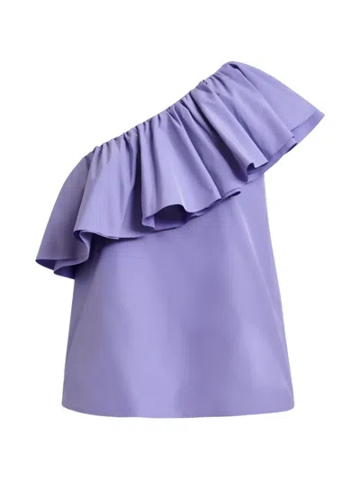 Essentiel Antwerp One-shoulder Ruffled Blouse In Purple