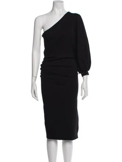 Pre-owned Essentiel Antwerp One-shoulder Midi Length Dress In Black