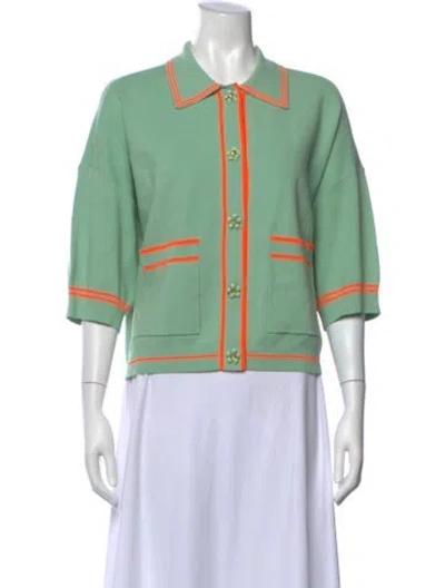 Pre-owned Essentiel Antwerp Open Front Sweater In Green