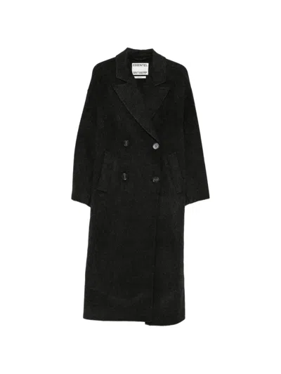 Essentiel Antwerp Oversized Double-breasted Coat In Black