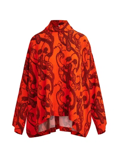 Essentiel Antwerp Oversized Paisley Blouse In Orange
