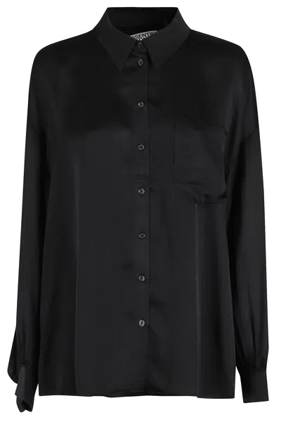 Essentiel Antwerp Oversized Ruffle Shirt In Black