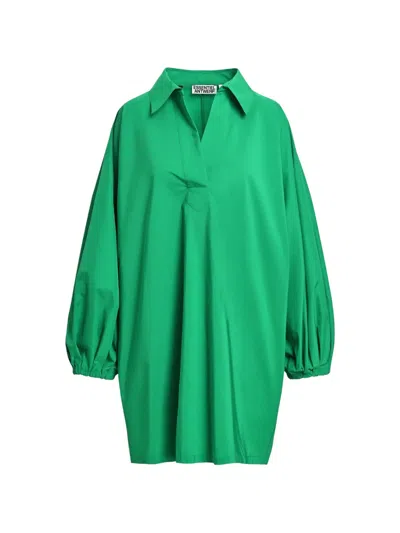 Essentiel Antwerp Oversized Voluminous-sleeves Mini Dress In Green