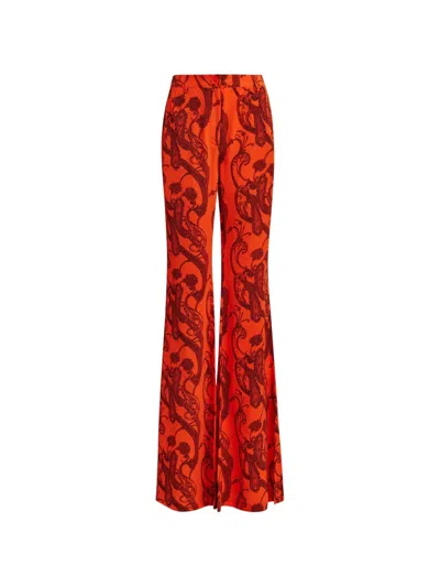 Essentiel Antwerp Paisley Flared Trousers In Orange