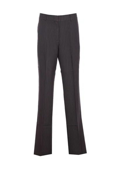 Essentiel Antwerp Pinstripe Zip Trousers In Gray