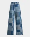 Essentiel Antwerp Patchwork Straight-leg Jeans In Blue