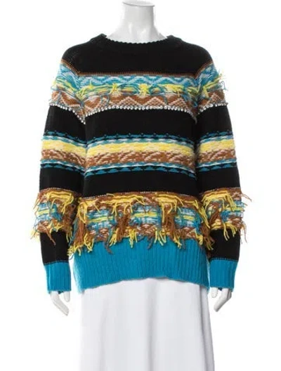 Pre-owned Essentiel Antwerp Patterned Crew Neck Sweater In Blue