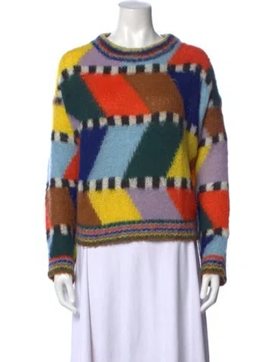 Pre-owned Essentiel Antwerp Patterned Crew Neck Sweater In Blue