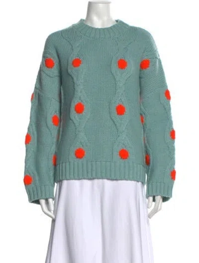 Pre-owned Essentiel Antwerp Patterned Crew Neck Sweater In Blue/green