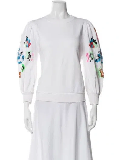 Pre-owned Essentiel Antwerp Patterned Crew Neck Sweatshirt In White