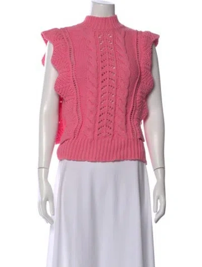 Pre-owned Essentiel Antwerp Patterned Mock Neck Sweater In Pink