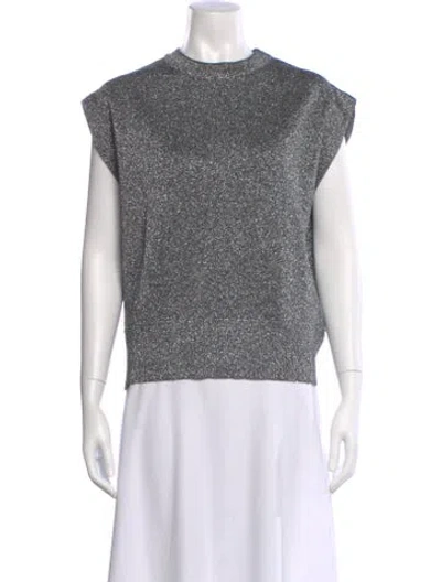 Pre-owned Essentiel Antwerp Patterned Mock Neck Top In Black