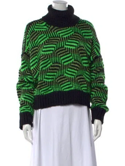 Pre-owned Essentiel Antwerp Patterned Turtleneck Sweater In Green