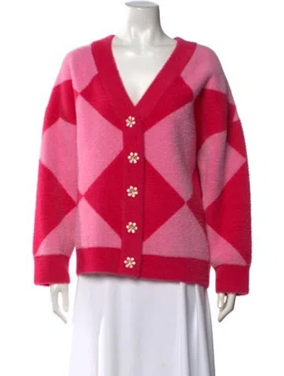 Pre-owned Essentiel Antwerp Patterned V-neck Sweater In Pink