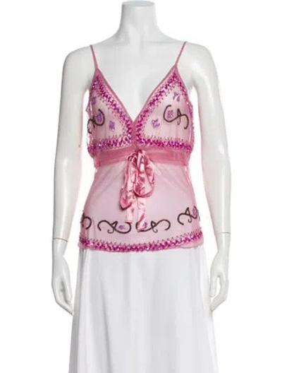 Pre-owned Essentiel Antwerp Patterned V-neck Top In Pink