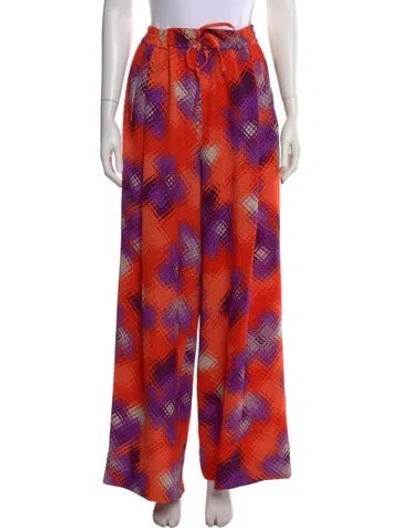 Pre-owned Essentiel Antwerp Patterned Wide Leg Pants In Orange