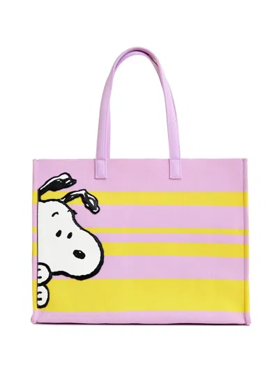 Essentiel Antwerp Peanuts™ Graphic Striped Tote Bag In Animal Print
