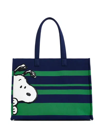 Essentiel Antwerp Peanuts™ Striped Graphics Tote Bag In White