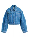 Essentiel Antwerp Pearl-embellished Denim Jacket In Blue