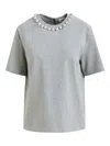 Essentiel Antwerp Pearl-embellished T-shirt In Gray