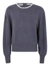 Essentiel Antwerp Pearl-embellished Wool Sweater In Gray