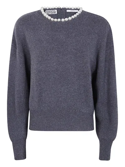 Essentiel Antwerp Pearl-embellished Wool Sweater In Gray