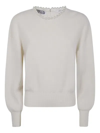 Essentiel Antwerp Pearl-embellished Wool Sweater In White