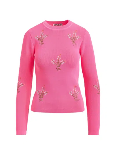 Essentiel Antwerp Embroidered Crewneck Sweater In Pink
