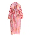 Essentiel Antwerp Horida Belted Shirt Dress In Off-white/pink/red