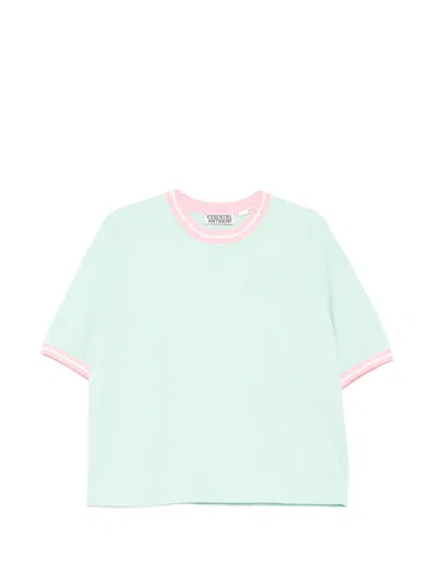 Essentiel Antwerp Pink-trim T-shirt In Blue