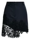 Essentiel Antwerp Pinstripe Lace-trimmed Asymmetric Skirt In Blue