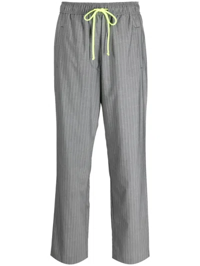 Essentiel Antwerp Pinstripe-pattern Drawstring-waist Trousers In Grey