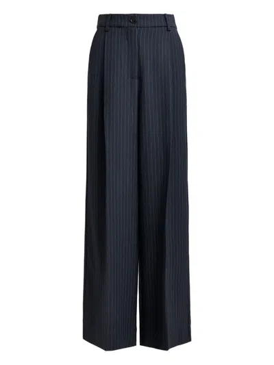 Essentiel Antwerp Pinstripe-pattern Pleated Trousers In Blue