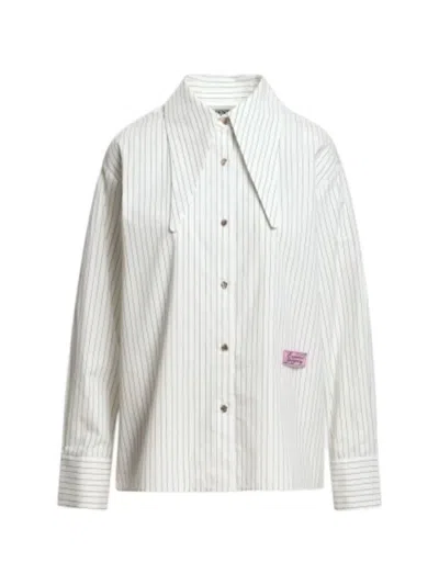 Essentiel Antwerp Pinstripe-pattern Pointed-collar Shirt In White