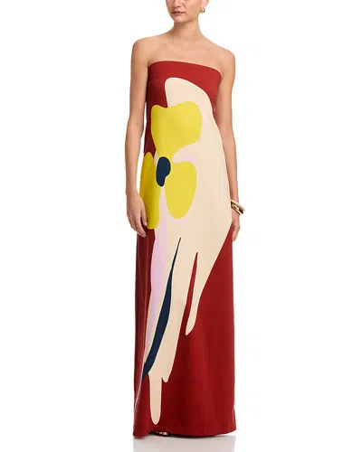 Essentiel Antwerp Placed Floral Strapless Maxi Dress In Multi