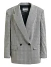 Essentiel Antwerp Plaid Double-breasted Blazer In Gray