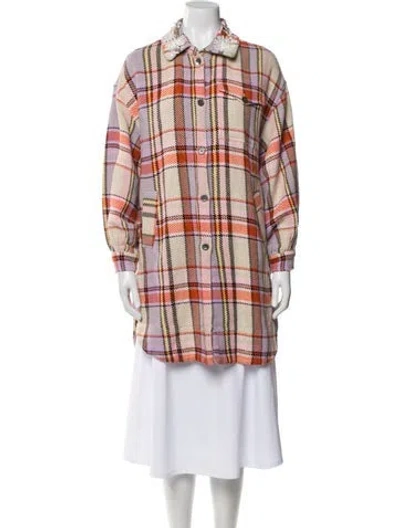 Pre-owned Essentiel Antwerp Plaid Print Coat In Multi