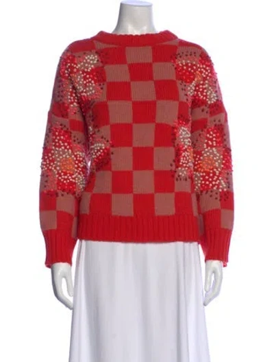 Pre-owned Essentiel Antwerp Plaid Print Crew Neck Sweater In Red