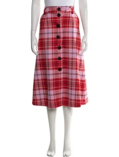 Pre-owned Essentiel Antwerp Plaid Print Midi Length Skirt In Red