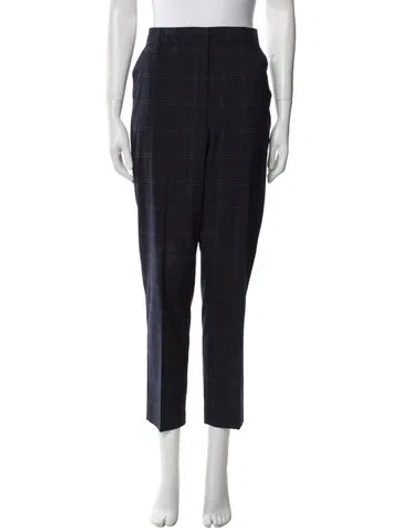 Pre-owned Essentiel Antwerp Plaid Print Straight Leg Pants In Blue
