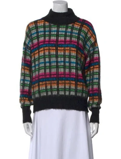 Pre-owned Essentiel Antwerp Plaid Print Turtleneck Sweater In Black