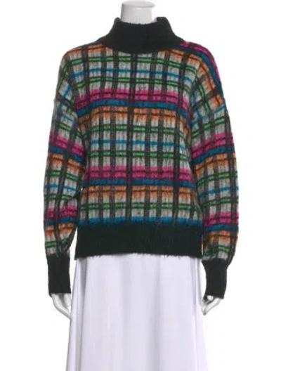 Pre-owned Essentiel Antwerp Plaid Print Turtleneck Sweater In Black