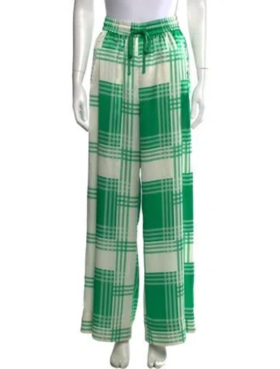 Pre-owned Essentiel Antwerp Plaid Print Wide Leg Pants In Green