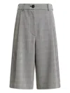 Essentiel Antwerp Pleated Checked Knee-length Shorts In Gray