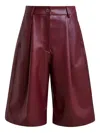 Essentiel Antwerp Itop Faux Leather Shorts Margot Mauve In Burgundy