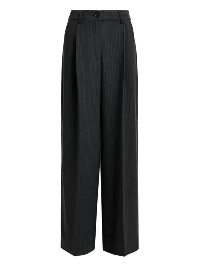 Essentiel Antwerp Pleated Pinstripe-pattern Trousers In Black