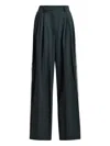 Essentiel Antwerp Pleated Rhinestone-trimmed Trousers In Green