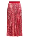 Essentiel Antwerp Pleated Snake-print Midi Skirt In Red